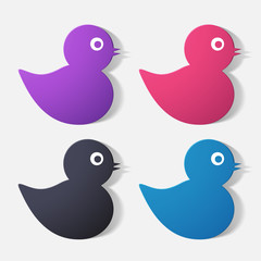 Paper clipped sticker: baby duck