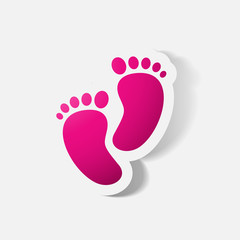 Paper clipped sticker: Footprint symbol.