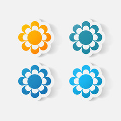 Realistic paper sticker: flowers. camomile
