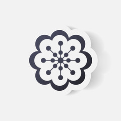 Realistic paper sticker: flowers. camomile