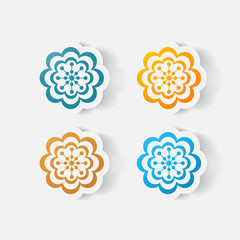 Realistic paper sticker: flowers. camomile