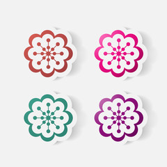 Realistic paper sticker: flowers. camomile