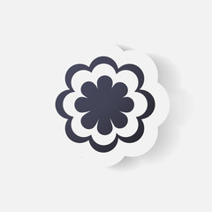 Realistic paper sticker: flowers. camomile