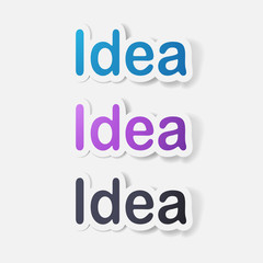 Paper clipped sticker: word idea