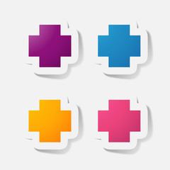 Paper clipped sticker: medical cross