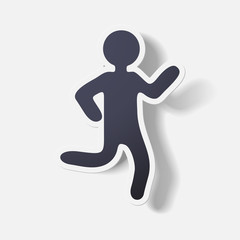 Paper clipped sticker: running Man