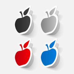 Paper clipped sticker: apple fruit