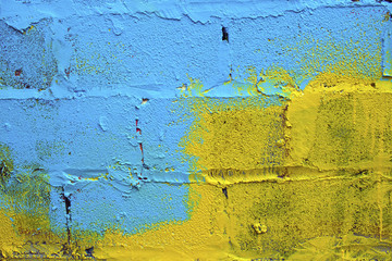 Blue-yellow paint on a wall