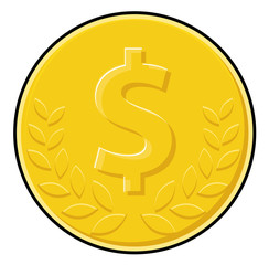 Laurel Wreath Dollar Coin Vector