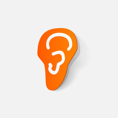 Paper clipped sticker: ear