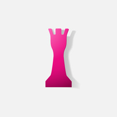 Paper clipped sticker: a chess piece, rook