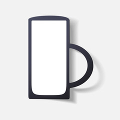 Paper clipped sticker: glass with liquid