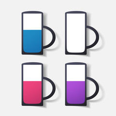 Paper clipped sticker: glass with liquid