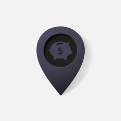 Realistic color pointer: moneybox. pig