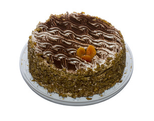 the big chocolate pie decorated with dried apricots