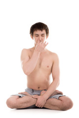 Breathing technique in lotus posture