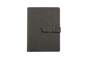 Close up Black leather case on white background.