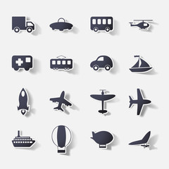 Paper clipped sticker: transport Set