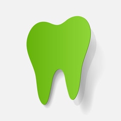 realistic paper sticker: tooth