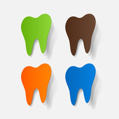 realistic paper sticker: tooth