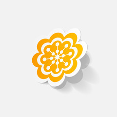 Realistic paper sticker: flowers