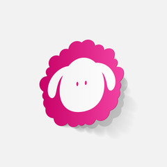Realistic paper sticker: sheep
