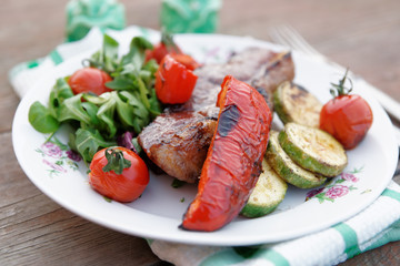New York steak with vegetables