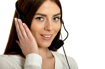 Young nice call operator woman 