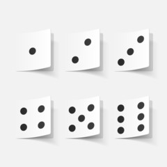 Realistic paper sticker: dice