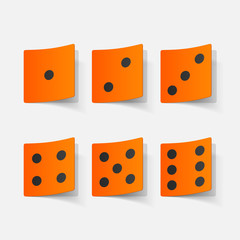Realistic paper sticker: dice