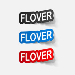 Realistic paper sticker: flowers