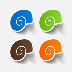 Realistic paper sticker: shell