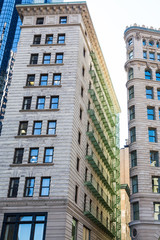 Fototapeta premium Green Iron Balconies on Old Boston Building