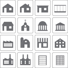 Simple building icons set. Vector illustration.