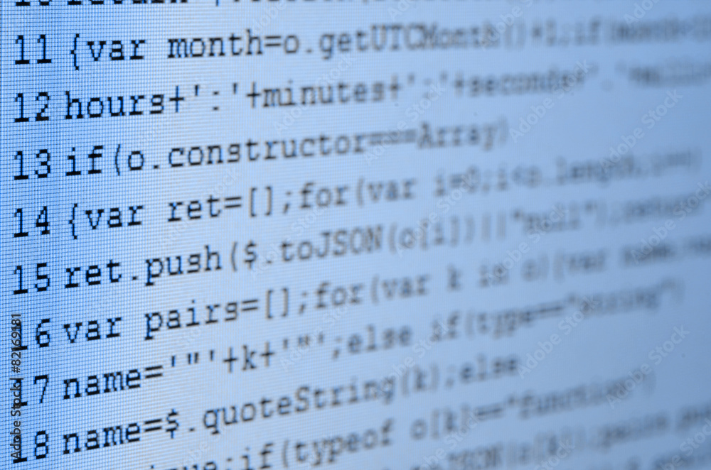 Poster application source code on monitor