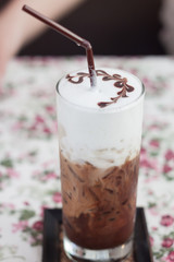 Iced mocha with milk micro foam