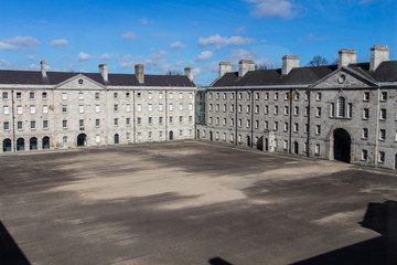 Fototapeta na wymiar Courtyard of the Collins Barracks in Dublin, Ireland, 2015