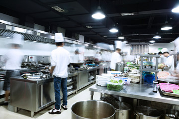 modern kitchen and busy chefs