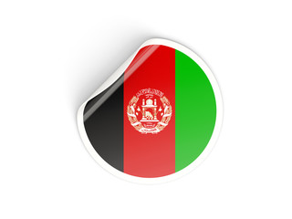 Round sticker with flag of afghanistan