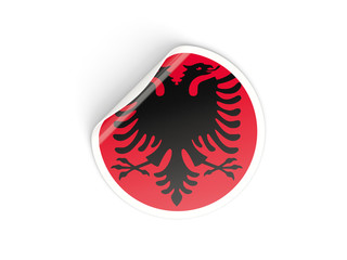 Round sticker with flag of albania