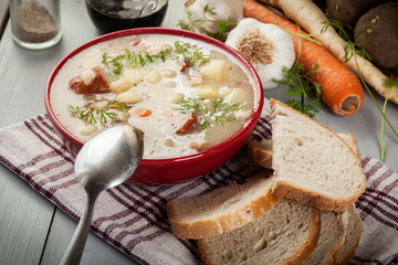Sour soup made of rye flour