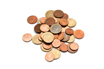 pièces de monnaie d'euros et cents