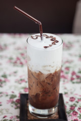 Iced mocha with milk micro foam