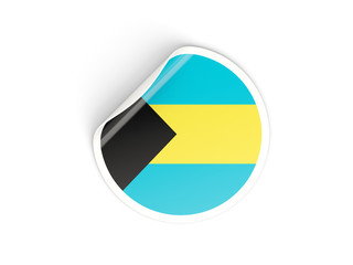 Round sticker with flag of bahamas