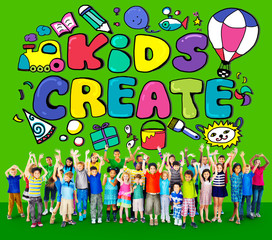 Kids Create Cretivity Design Ideas Colorful Concept