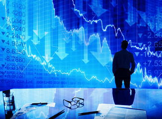 Businessman Stock Market Crisis Crash Finance Concept - obrazy, fototapety, plakaty