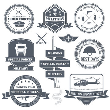 military set label template of emblem element for your product