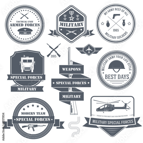 "military set label template of emblem element for your product ...