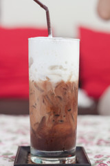Iced mocha with milk micro foam