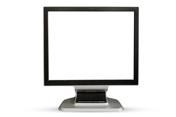Computer Monitor blank white screen. Isolated on white backgroun